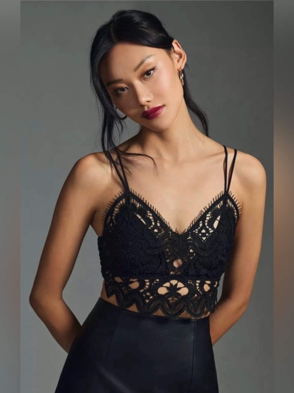 Anthropologie The Viviette Lace Bra Top Black, size S, EUC!